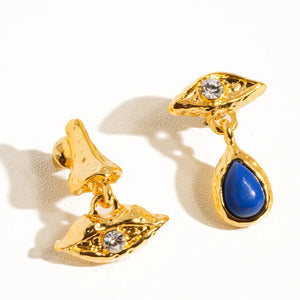 FLANERIE ACCESSORIES | Eden Mismatched Earrings | Blue