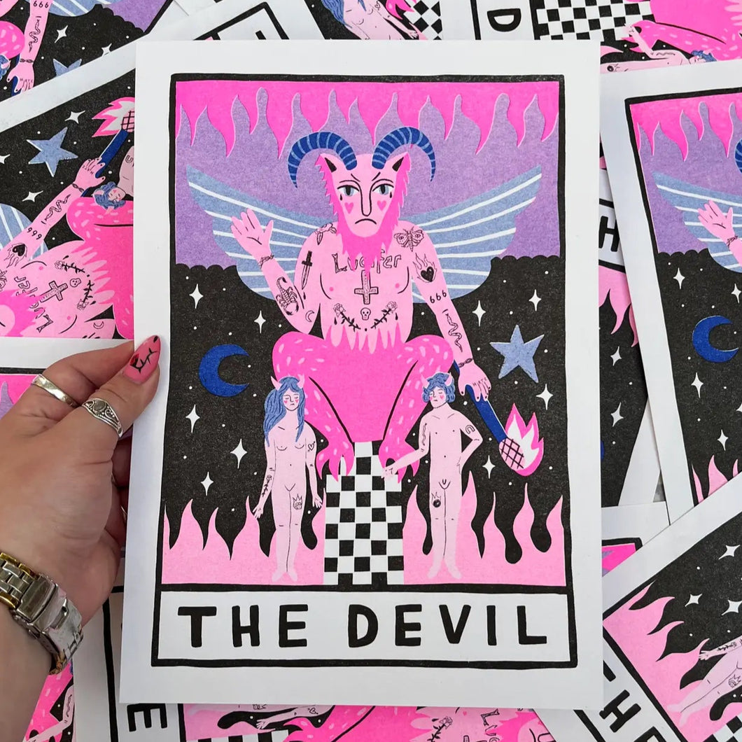 AMY HASTINGS | A4 Risograph Print | Tarot Card | The Devil