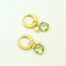 Load image into Gallery viewer, SCHMUCKOO X NOYRE BERLIN | Elpis Huggie Earrings | Green Amethyst &amp; Pearl