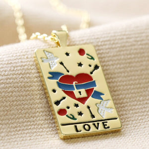 LISA ANGEL | Enamel Love Tarot Card Necklace | Gold - LONDØNWORKS