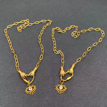 Load image into Gallery viewer, M. QUEENA | Holding The Evil Eye Heart Necklace | Gold Plated - LONDØNWORKS