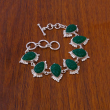 Load image into Gallery viewer, EL JOYERO | Carved Green Onyx Bracelet | Silver
