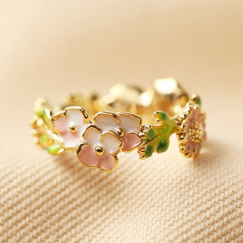 LISA ANGEL | Enamel Flower Ring | Gold