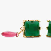 Load image into Gallery viewer, LES NEREIDES | Green Square Stone and Bead Stud Earrings - LONDØNWORKS
