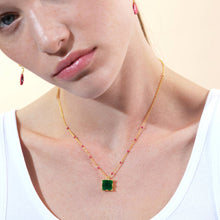 Load image into Gallery viewer, LES NEREIDES | Green Square Stone Pendant Necklace - LONDØNWORKS