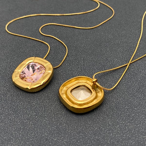 M. QUEENA | Large Green Zircon Necklace | Gold Plated - LONDØNWORKS