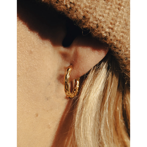 NORDIC MUSE | Hammered Hoop Earrings | Gold - LONDØNWORKS