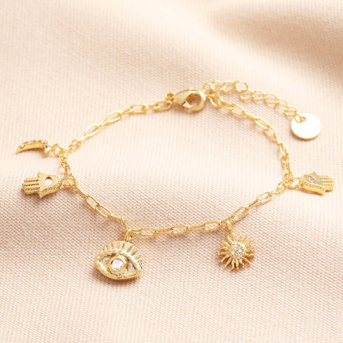 LISA ANGEL | Hamsa Hand Charm Bracelet | Gold