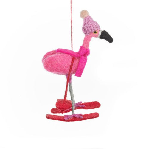 FELT SO GOOD | Handmade Wool Decoration | Skiing Flamingo - LONDØNWORKS