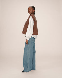 GRACE & MILA | Seth Reversible Jacket Vest | Chocolate - LONDØNWORKS