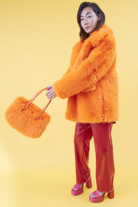 JAYLEY | Knitted Duchess Maxi Coat | Orange