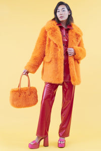 JAYLEY | Knitted Duchess Maxi Coat | Orange