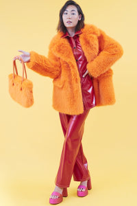 JAYLEY | Knitted Duchess Maxi Coat | Orange