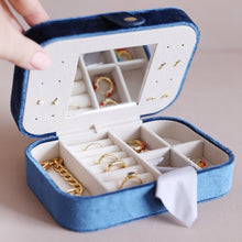 Load image into Gallery viewer, LISA ANGEL | Rectangular Travel Jewellery Case | Velvet Navy Blue - LONDØNWORKS