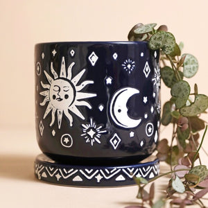 LISA ANGEL | Midnight Blue Sun and Moon Planter and Tray - LONDØNWORKS
