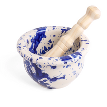 Load image into Gallery viewer, ABS POTTERY | Mortar and Pestle | Blue Splatter