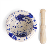 Load image into Gallery viewer, ABS POTTERY | Mortar and Pestle | Blue Splatter