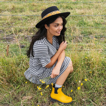 Load image into Gallery viewer, MERRY PEOPLE | Bobbi Ankle Wellington Boot | Mustard Yellow &amp; Black