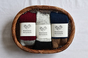 NISHIGUCHI KUTSUSHITA | Oslo Mohair Wool Pile Socks | Bordeaux