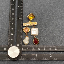 Load image into Gallery viewer, M. QUEENA | Baroque Geometric Dangle Earrings| Pearl and Glass - LONDØNWORKS