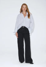 Load image into Gallery viewer, DR DENIM | Rhue High Wide Pleat Jeans | Washed Black Pinstripe