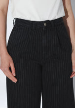 Load image into Gallery viewer, DR DENIM | Rhue High Wide Pleat Jeans | Washed Black Pinstripe