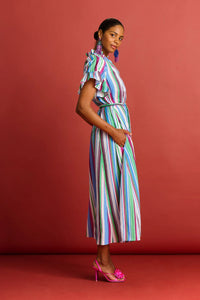 POM AMSTERDAM | Striped Sicily Dress | Pink Multi - LONDØNWORKS
