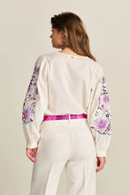 Load image into Gallery viewer, POM AMSTERDAM | Embroidery Purple Blouse | Beige - LONDØNWORKS