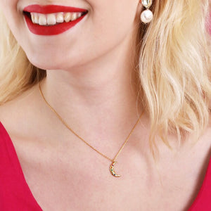 LISA ANGEL | Rainbow Crystal Crescent Moon Pendant Necklace | Gold - LONDØNWORKS
