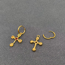 Load image into Gallery viewer, M. QUEENA | Golden Cross Huggie Earrings | Gold Plated - LONDØNWORKS