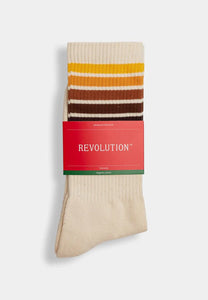 REVOLUTION | 8908 Jaquard Crew Socks | Off White