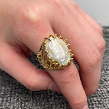 Load image into Gallery viewer, M. QUEENA | Inlaid Pearl Hollow Adjustable Ring | Gold Plated - LONDØNWORKS