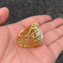 Load image into Gallery viewer, M. QUEENA | Inlaid Pearl Hollow Adjustable Ring | Gold Plated - LONDØNWORKS
