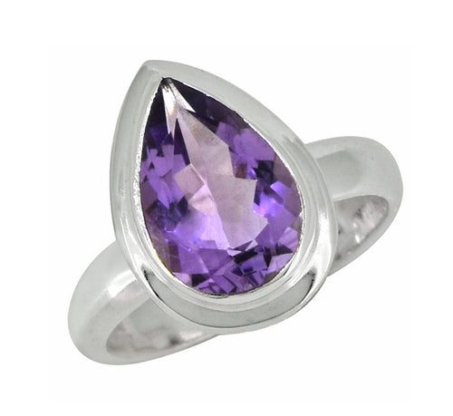 TIRAMISU JEWELLERY | Purple Amethyst Solitaire Ring | Sterling Silver