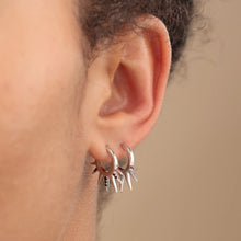 Load image into Gallery viewer, SCREAM PRETTY |  Black Sun Spike Hoop Earrings | Sterling Silver