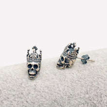 Load image into Gallery viewer, M. QUEENA | Skull with Crown Ear Studs | Sterling Silver - LONDØNWORKS