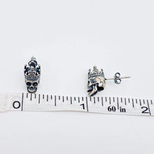 Load image into Gallery viewer, M. QUEENA | Skull with Crown Ear Studs | Sterling Silver - LONDØNWORKS
