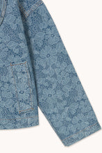 Load image into Gallery viewer, THE TINY BIG SISTER | Lace Laser Denim Jacket | Medium Wash Denim