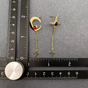 M. QUEENA | Asymmetric Star Moon Post Earrings | Gold Plated - LONDØNWORKS