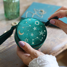 Load image into Gallery viewer, LISA ANGEL | Starry Night Printed Mini Round Jewellery Case | Velvet Teal - LONDØNWORKS