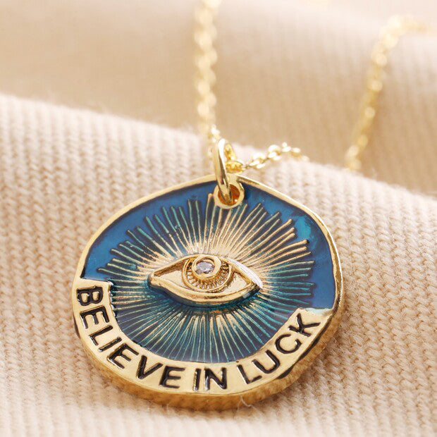 LISA ANGEL | Enamel Talisman Evil Eye Pendant Necklace | Gold - LONDØNWORKS