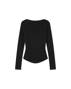 GRACE & MILA | Sioux Long Sleeve Draped Top | Black - LONDØNWORKS