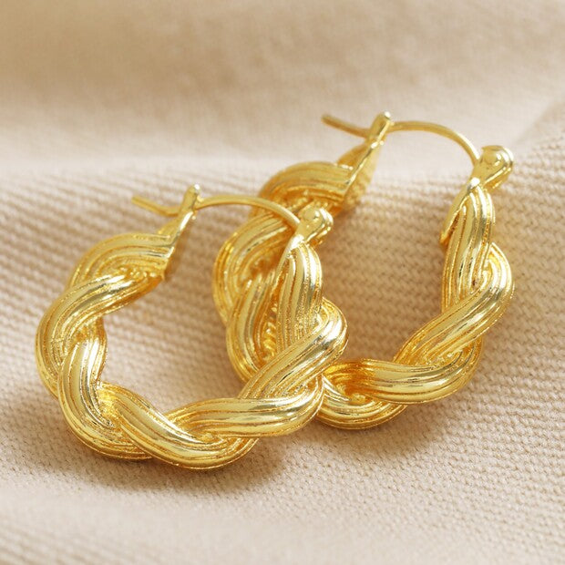 LISA ANGEL | Chunky Twisted Rope Hoop Earrings | Gold - LONDØNWORKS