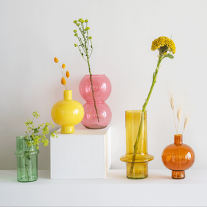 URBAN NATURE CULTURE | Vase Recycled Glass Round | Golden Oak - LONDØNWORKS