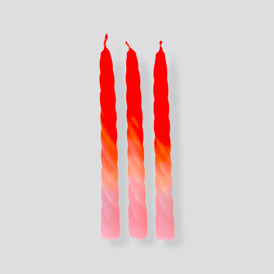 PINK STORIES | Tall Twisted Dye Neon Candles | Shades Of Peach - LONDØNWORKS