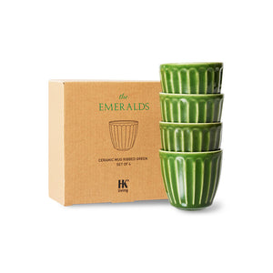 HK LIVING | The Emeralds Ceramic Mugs Set Of 4 | Green - LONDØNWORKS