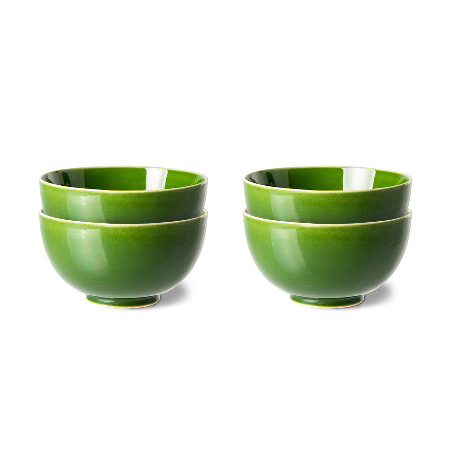 HK LIVING | The Emeralds Ceramic Dessert Bowls Set Of 4 | Green - LONDØNWORKS