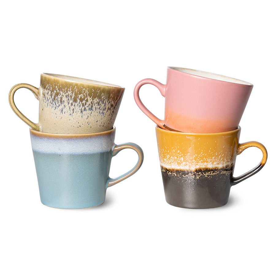HK LIVING | Ceramic Cappuccino Mugs Set of 4 | Meteor - LONDØNWORKS