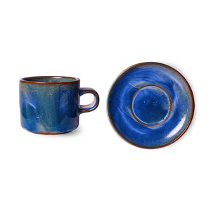 HK LIVING | Chef Ceramics Cup & Saucer | Rustic Blue - LONDØNWORKS