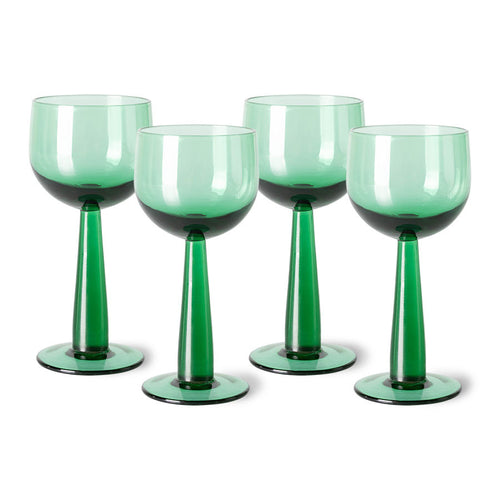 HK LIVING | The Emeralds High Wine Glasses Set Of 4 | Fern Green - LONDØNWORKS